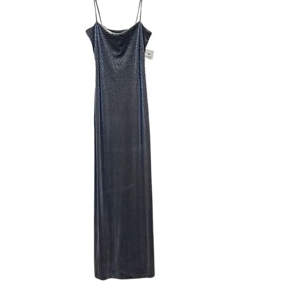 Evening Cocktail Party Y2K Velvet Gray Glitter Dress Sz.10 Shelli Segal NWT - Picture 1 of 6